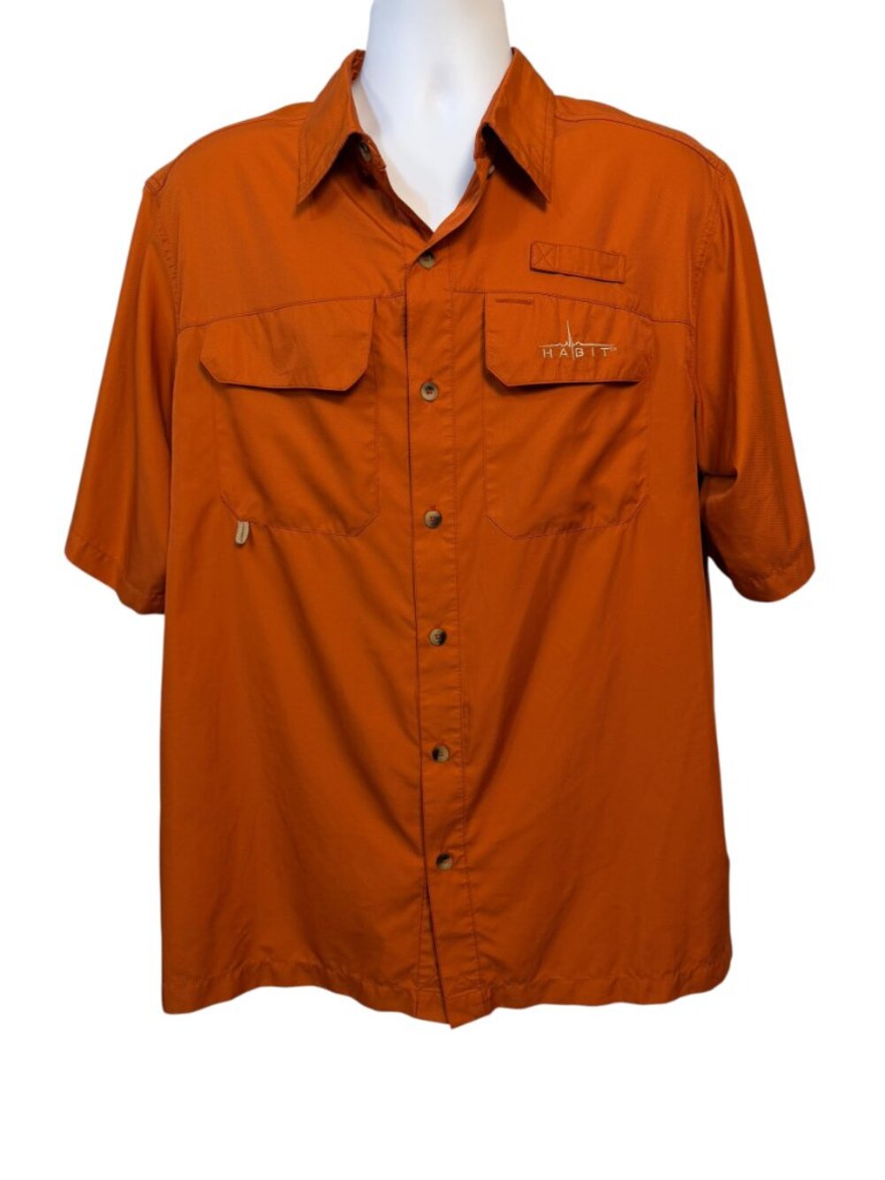 Habit Men's Fishing Shirt Large Mecca Orange UPF 30+ Vented Quick Dry Outdoor